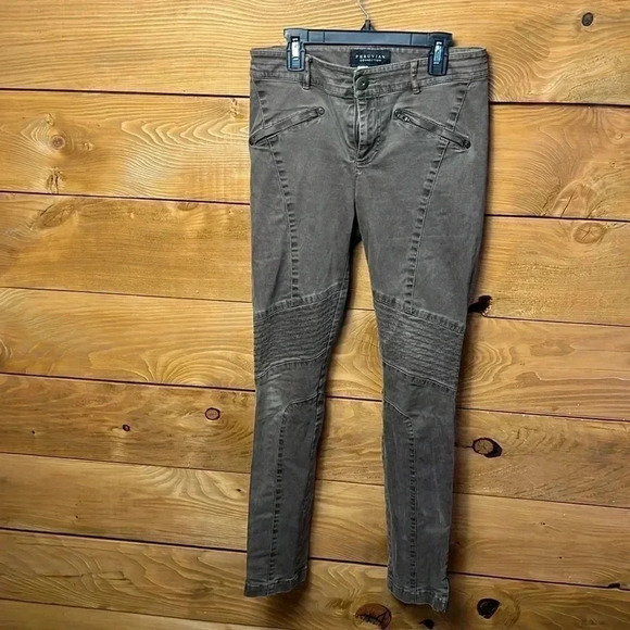 Peruvian Connection Motorcycle Pants Fossil‎ Brown Zip Ankles 2 Soft USA Made - Picture 1 of 7